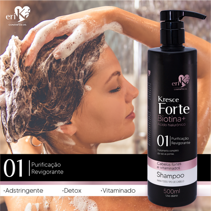 01 - Shampoo Kresce Forte Biotina+ Ácido Hialurônico