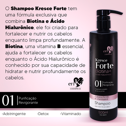 01 - Shampoo Kresce Forte Biotina+ Ácido Hialurônico